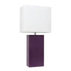 Lalia Home Lexington 21" Leather Home D&eacute;cor Table Lamp Eggplant Purple