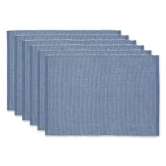 DII&reg; 2-Tone Ribbed Placemats, 6ct. Stonewash blue and white