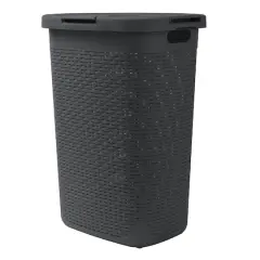 Mind Reader 60L Hamper Laundry Basket with Cutout Handles Gray
