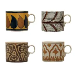 Hello Honey&reg; 16oz. Multicolor Hand Painted Stoneware Mug Set with Pattern