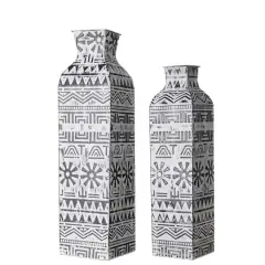 Glitzhome&reg; Textured Metal Boho Vase Set