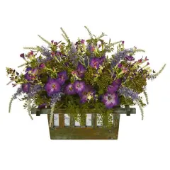 16" Morning Glory Artificial Arrangement in Decorative Planter