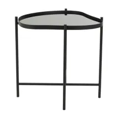 Black Metal Abstract Wavy Accent Table with X-Shaped Base