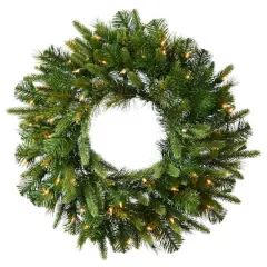 24" Pre-Lit Cashmere Christmas Wreath, Warm White LED Lights