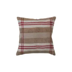 Hello Honey&reg; Red, Cream & Tan Plaid Square Recycled Chenille & Cotton Pillow