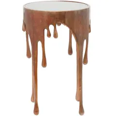 25" Bronze Melting Drip Design Accent Table 