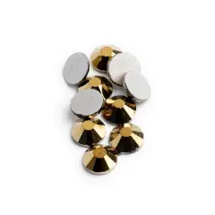 John Bead Crystal Lane SS20 Metallic Glass Round Flatback Rhinestones, 144ct. Metallic Gold