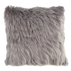 Hastings Home Himalayan Faux Fur Pillow, 18" x 18" Gray