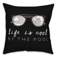 Life by the Pool Indoor/Outdoor Throw Pillow Black