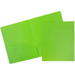 JAM Paper 9.5" x 11.5" Plastic 2 Pocket School POP Folders, 6ct. Lime Green