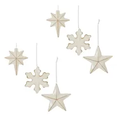 4" Ceramic Star & Snowflake Ornaments Set