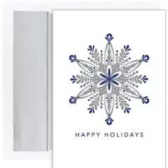 JAM Paper 5" x 7" Ornate Silver Snowflake Cards & Matching Envelopes Set, 18ct.