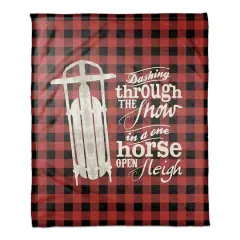 One Horse Open Sleigh 50x60 Coral Fleece Blanket