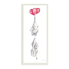 Stupell Industries Kids' Baby Elephants Flying with Floating Red Balloons,7" x 17"