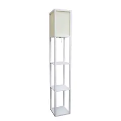 Lalia Home 5ft. Column Shelf Floor Lamp with Linen Shade White