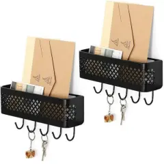 NEX&trade; Black Wall Mount Mail Sorter & 5 Hook Key Organizer, 2ct.