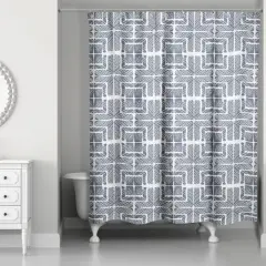 Shibori Squares Shower Curtain Slate