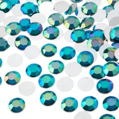 John Bead Acrylic Round Flat Back Rhinestones, 10mm Turquoise AB