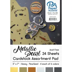 PA Paper&trade; Accents Metallic Pearl 5" x 7" Cardstock Pad, 24 Sheets