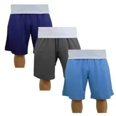 Galaxy by Harvic Men's Moisture Wicking Performance Basic Mesh Shorts 3 Pack Navy/Charcoal/Light Blue