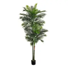 9ft. Potted Green UV Resistant Artificial Double Robellini Palm Tree