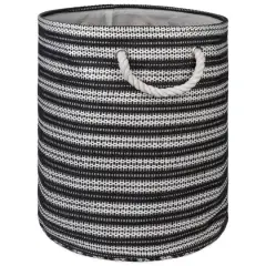 DII&reg; Medium Striped Weave Round Paper Storage Basket Black/White