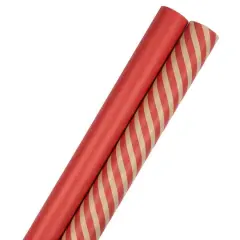 JAM Paper Stripes & Solids Combo Gift Wrap Set Red