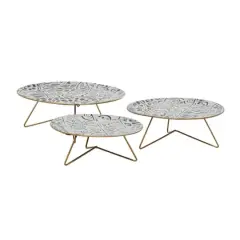 Set of 3 White Metal Farmhouse Cake Stand, 11", 12", 14"