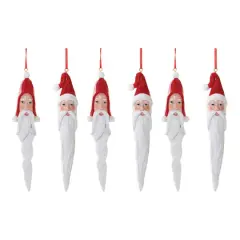 Carved Santa Drop Ornament Set