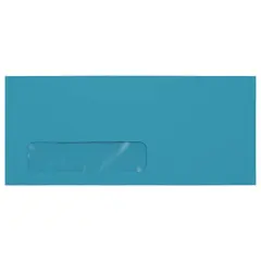 JAM Paper 4" x 9.5" Colored Business Window Envelopes, 50ct. Blue Recycled
