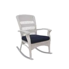 42" Wicker Rocker Chair with Cushion White