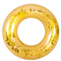 42" Gold Glitter Sequin Inflatable Inner Tube Pool Float