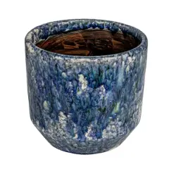 Hello Honey&reg; 7.75" Blue Crackle Glaze Decorative Terra Cotta Planter