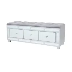Grey Wood Glam Bench, 47" x 16" x 18"