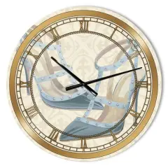 Designart 'Glam Cosmetics Blue Shoes Glam Wall Clock