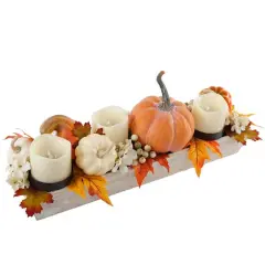 Flora Bunda&reg; 23" Ledge Pumpkin Arrangement with Candle Holder