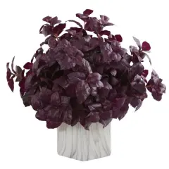 16in. Purple Basil Plant in Marble Finished Planter