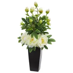 2.5ft. White Peony Arrangement in Black Vase