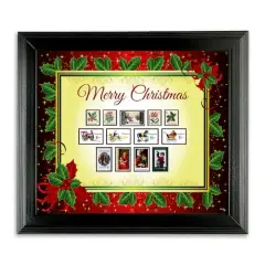 Framed Vintage Christmas Stamps