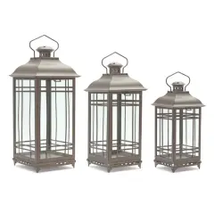 Metal & Glass Candle Lantern Set