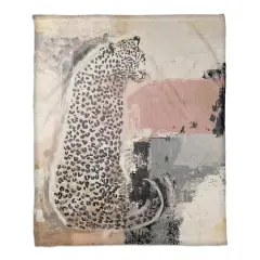 Jungle Cat Abstract 50" x 60" Coral Fleece Blanket