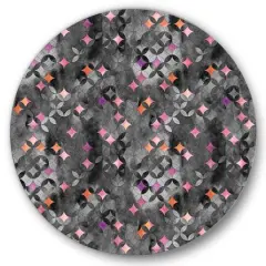 Designart - Geometry Intersecting Circles With Pink Stars - Modern Metal Circle Wall Art
