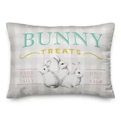 Bunny Treats Gingham Throw Pillow