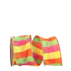 JAM Paper 2.5" x 10yd. Celine Burst Plaid Wired Ribbon