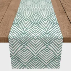 90" Watercolor Diamond Cotton Twill Runner Blue