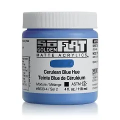 Golden&reg; SoFlat Matte Acrylic Paint, 4oz. Cerulean Blue Hue