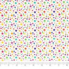 SINGER Rainbow Dots on White Cotton Fabric