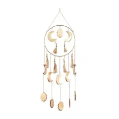 Gold Colored Wooden Transitional Moon & Sun Windchime