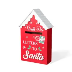 Glitzhome&reg; 14" Christmas Wooden Mailbox Table D&eacute;cor