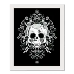 Sugar Skull 16" x 20" White Framed Print Under Plexiglass